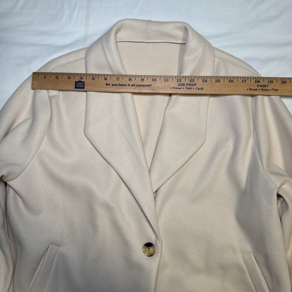 Womens Cream One Button Collared Coat Jacket Blazer Oversize Size XL Pockets EUC - Picture 2 of 13